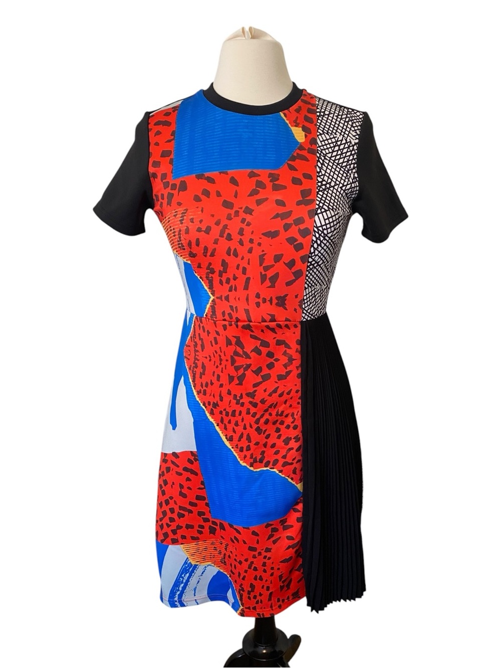 Kamiseta Colorblock Abstract Art Print Pleated Dress Women’s Small